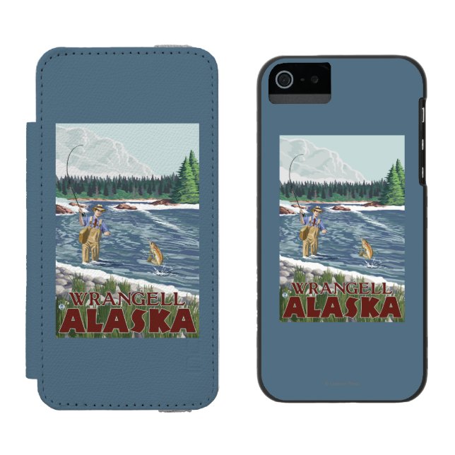 Coque Portefeuille Incipio Pour iPhone Pêcheur de mouche - Wrangell, Alaska (Côté par côté)
