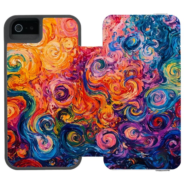 Coque Portefeuille Incipio Pour iPhone Peinture à l'huile de tourbillons psychédélique (Folio Ouvert)