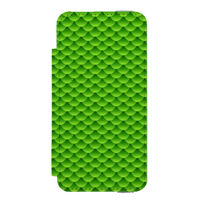 Coque Portefeuille Incipio Pour iPhone Petit motif vert d'échelle de poissons (Folio Devant)