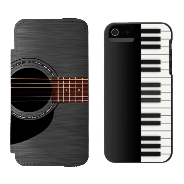 Coque Portefeuille Incipio Pour iPhone Piano noir de guitare combiné (Côté par côté)