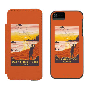 Coque-portefeuille iPhone 5 Incipio Watson™ Plage et cerfs-volants - côte de Washington