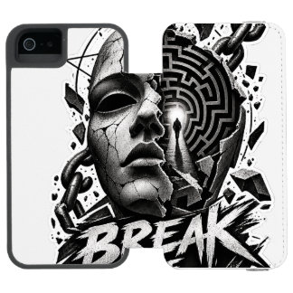 Coque-portefeuille iPhone 5 Incipio Watson™ Porte-monnaie graphique monochrome édifiant Briser