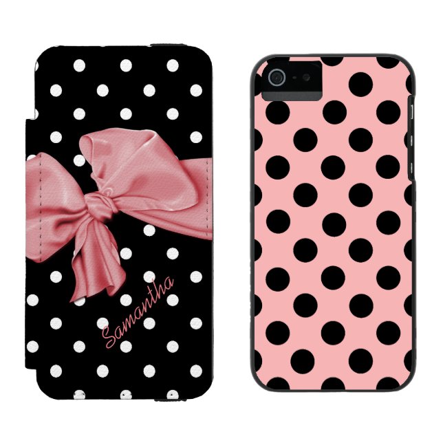 Coque Portefeuille Incipio Pour iPhone Porte-valet Girlie Pois iPhone 5S (Côté par côté)