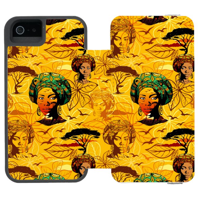 Coque Portefeuille Incipio Pour iPhone Portrait féminin africain avec coucher de soleil (Folio Ouvert)