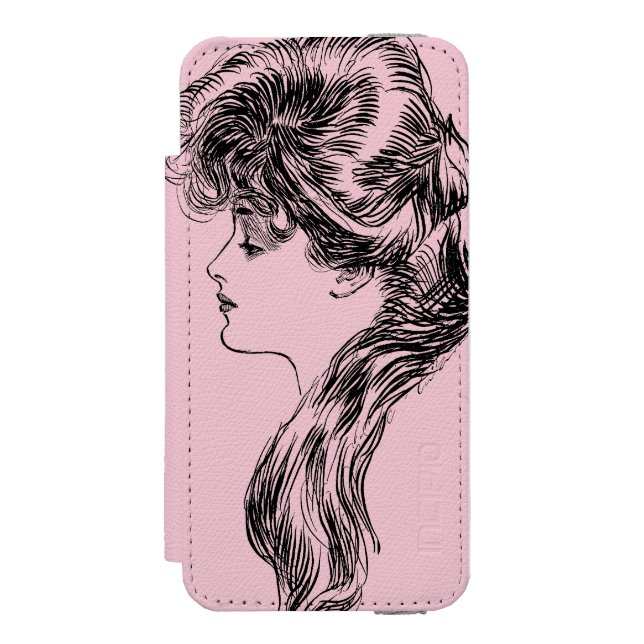 Coque Portefeuille Incipio Pour iPhone Profil d'une fille de Gibson, 1903 (Folio Devant)