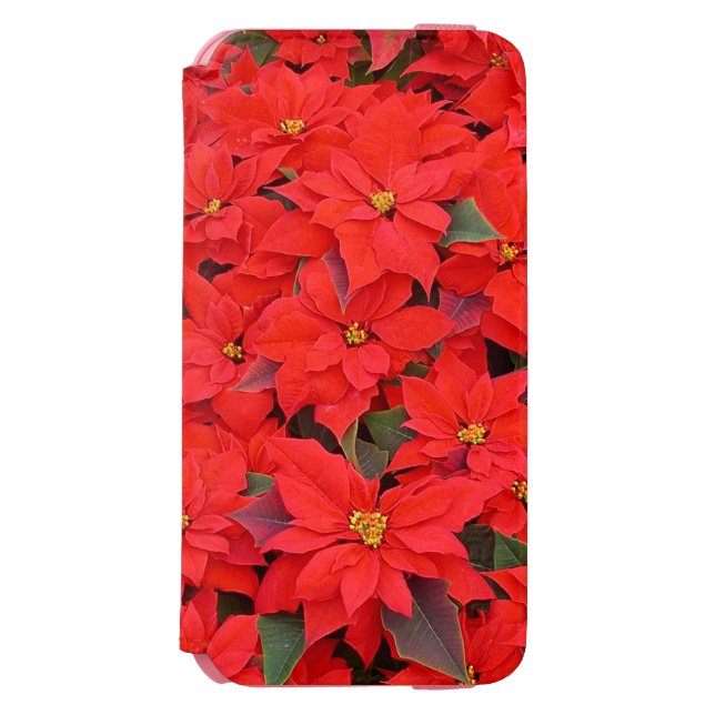 Coque Portefeuille Incipio Pour iPhone Red Poinsettias I Christmas Holiday Floral Photo (Folio Devant)