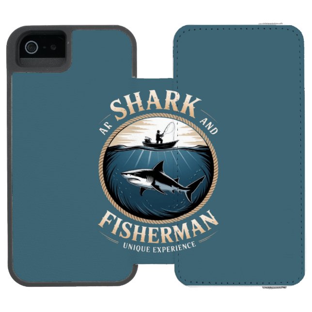 Coque Portefeuille Incipio Pour iPhone Requin & Pêcheur (Folio Ouvert)
