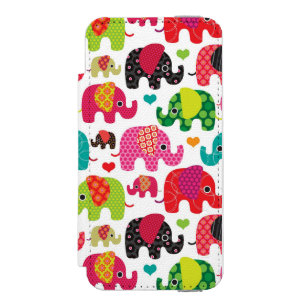 Coque-portefeuille iPhone 5 Incipio Watson™ rétro papier peint de motif d'enfants d'éléphant