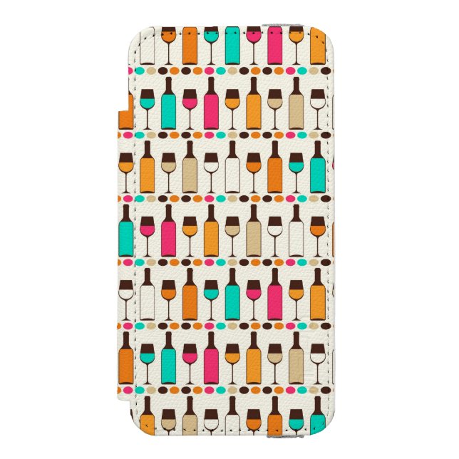 Coque Portefeuille Incipio Pour iPhone Rétros bouteilles et verres de vin (Folio Devant)