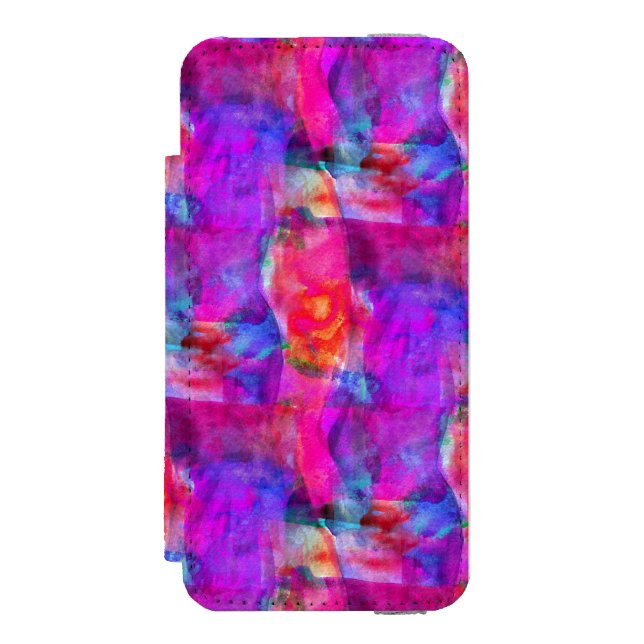 Coque Portefeuille Incipio Pour iPhone Rose d'art, bleu, arrière - plan rouge de texture (Folio Devant)