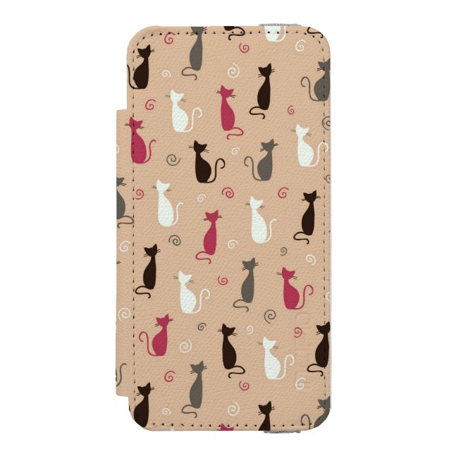 Coque Portefeuille Incipio Pour iPhone rose de motif de chats (Folio Devant)