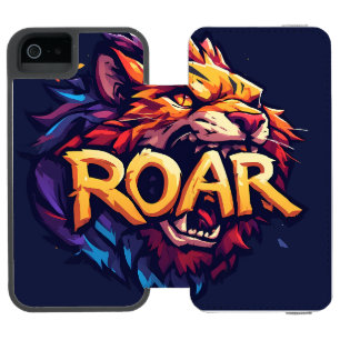 Coque-portefeuille iPhone 5 Incipio Watson™ Rugissement de Lion Féroce Ar Coloré et Motivant