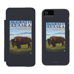 Coque-portefeuille iPhone 5 Incipio Watson™ Scène de bison - McGrath, Alaska