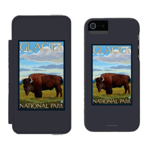 Coque-portefeuille iPhone 5 Incipio Watson™ Scène de bison - parc national de glacier, la TA