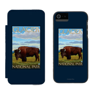 Coque-portefeuille iPhone 5 Incipio Watson™ Scène de bison - parc national de glacier, la TA
