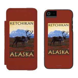 Coque-portefeuille iPhone 5 Incipio Watson™ Scène de caribou - Ketchikan, Alaska