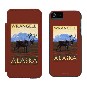 Coque-portefeuille iPhone 5 Incipio Watson™ Scène de caribou - Wrangell, Alaska