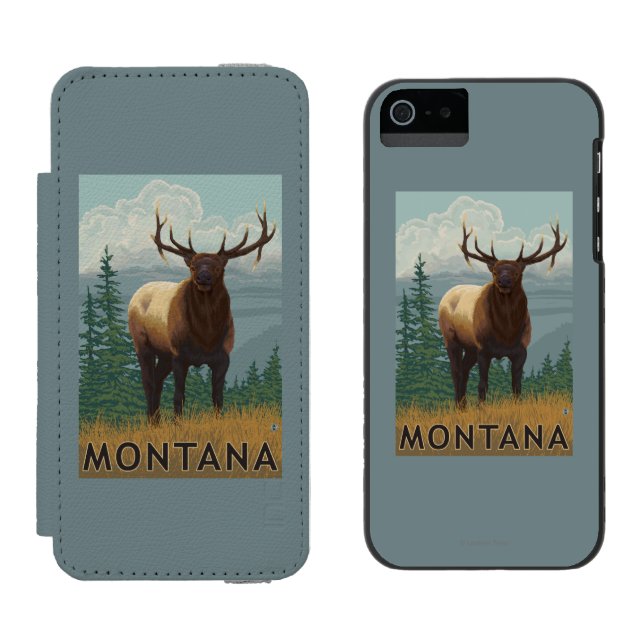 Coque Portefeuille Incipio Pour iPhone Scène de MontanaElk (Côté par côté)