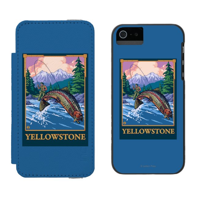Coque Portefeuille Incipio Pour iPhone Scène de pêche de mouche - parc national de (Côté par côté)