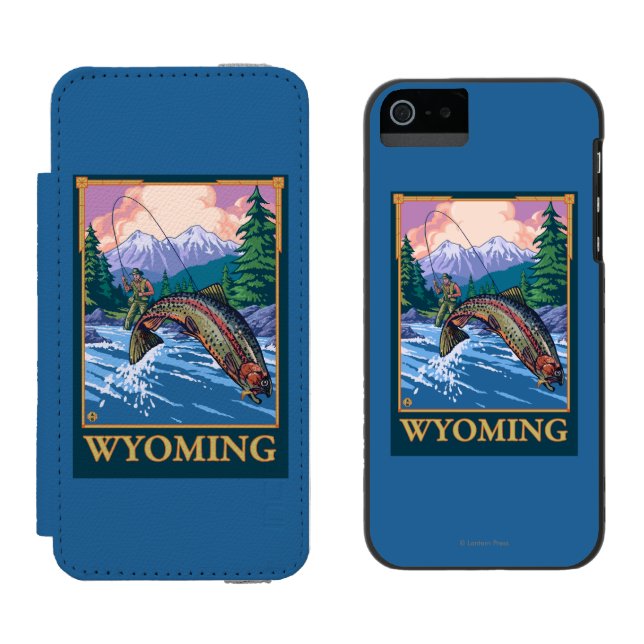 Coque Portefeuille Incipio Pour iPhone Scène de pêche de mouche - Wyoming (Côté par côté)