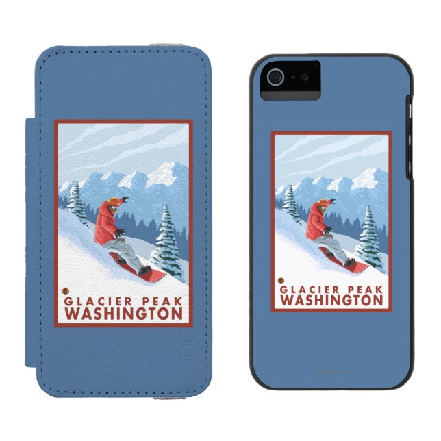 Coque Portefeuille Incipio Pour iPhone Scène de surfeur - crête de glacier, Washington (Côté par côté)