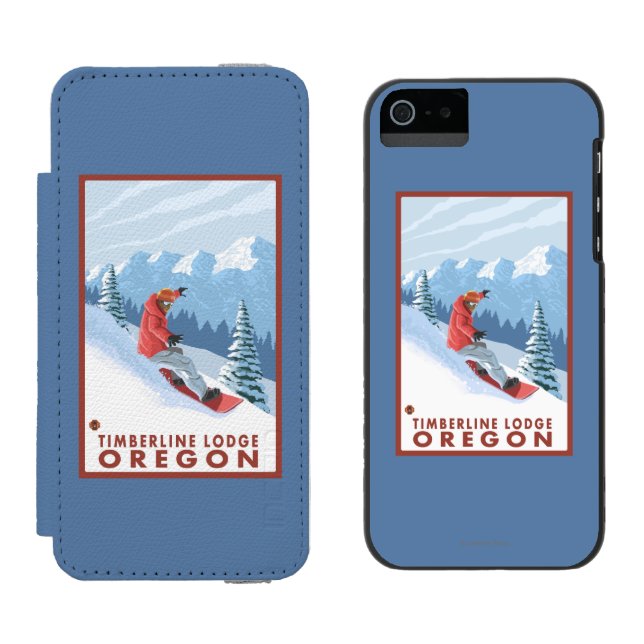 Coque Portefeuille Incipio Pour iPhone Scène de surfeur - loge de Timberline, Orégon (Côté par côté)