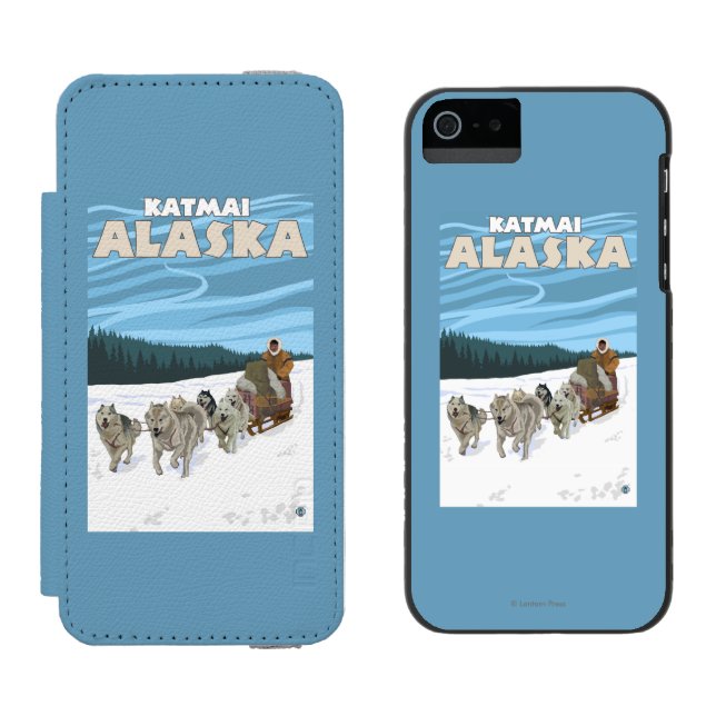 Coque Portefeuille Incipio Pour iPhone Scène Sledding de chien - Katmai, Alaska (Côté par côté)