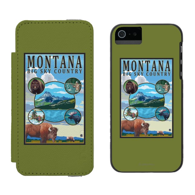 Coque Portefeuille Incipio Pour iPhone Scènes d'état du Montana (Côté par côté)