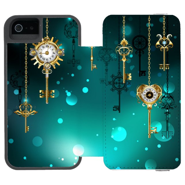 Coque Portefeuille Incipio Pour iPhone Skeleton Keys on Green Background (Folio Ouvert)