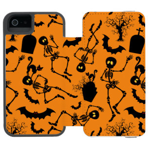 Coque-portefeuille iPhone 5 Incipio Watson™ Skeletons d'Halloween Macabre Dance