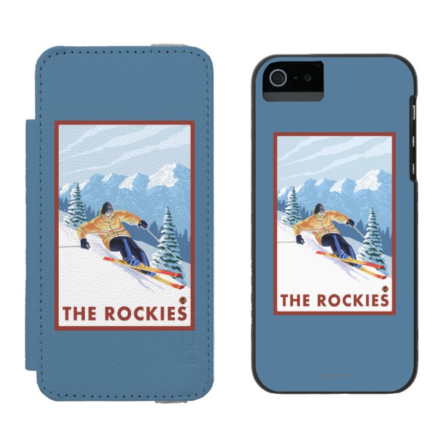 Coque Portefeuille Incipio Pour iPhone Skieur de neige de Downhhill - les Rocheuses (Côté par côté)