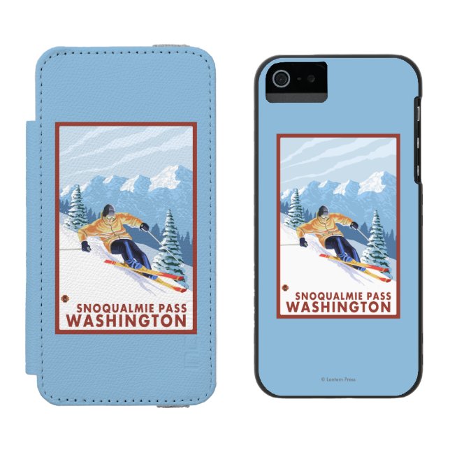 Coque Portefeuille Incipio Pour iPhone Skieur de neige de Downhhill - passage de (Côté par côté)