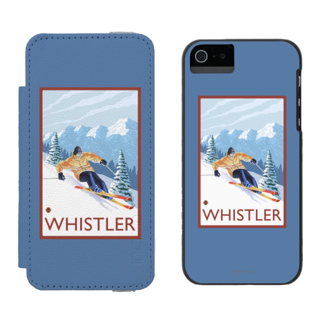 Coque Portefeuille Incipio Pour iPhone Skieur de neige de Downhhill - Whistler, AVANT (Côté par côté)
