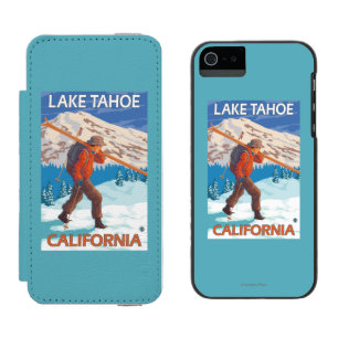 Coque-portefeuille iPhone 5 Incipio Watson™ Skis de transport de neige de skieur - le lac