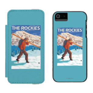 Coque-portefeuille iPhone 5 Incipio Watson™ Skis de transport de neige de skieur - les