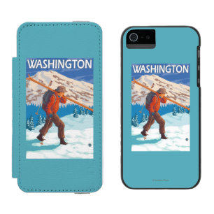 Coque-portefeuille iPhone 5 Incipio Watson™ Skis de transport de neige de skieur - Washington