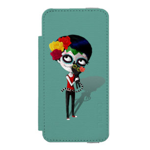 Coque-portefeuille iPhone 5 Incipio Watson™ Spooky Dia de Los Muertos Girl