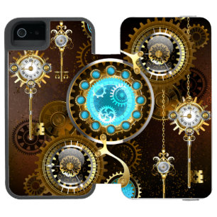 Coque-portefeuille iPhone 5 Incipio Watson™ Steampunk Rusty Background