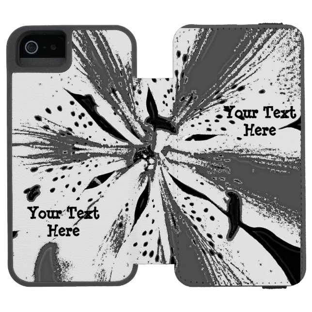 Coque Portefeuille Incipio Pour iPhone style street art noir et blanc éclaboussures abstr (Folio Ouvert)