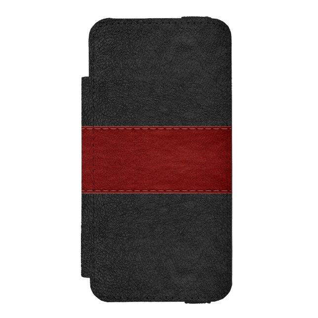 Coque Portefeuille Incipio Pour iPhone Texture en cuir Vintage noir et rouge (Folio Devant)