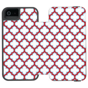 Coque-portefeuille iPhone 5 Incipio Watson™ Trellis blanc et rouge, treillis, Quatrefoil