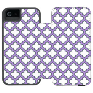 Coque-portefeuille iPhone 5 Incipio Watson™ Trellis blanc et violet, treillis, Quatrefoil
