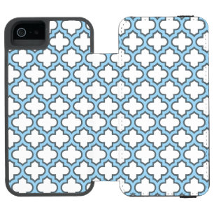Coque-portefeuille iPhone 5 Incipio Watson™ Trellis bleu blanc et bébé, treillis, Quatrefoil