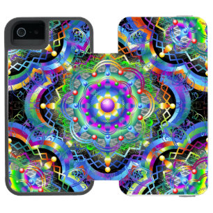 Coque-portefeuille iPhone 5 Incipio Watson™ Univers Mandala Couleurs Psychédéliques