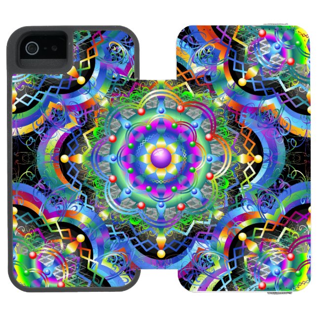 Coque Portefeuille Incipio Pour iPhone Univers Mandala Couleurs Psychédéliques (Folio Ouvert)