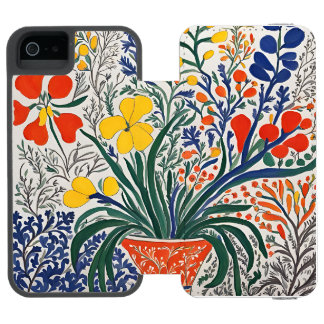 Coque-portefeuille iPhone 5 Incipio Watson™ Vase and Wild Flowers 