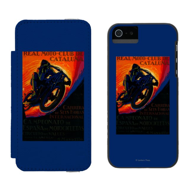 Coque Portefeuille Incipio Pour iPhone Vrai cru PosterEurope de club de Moto (Côté par côté)