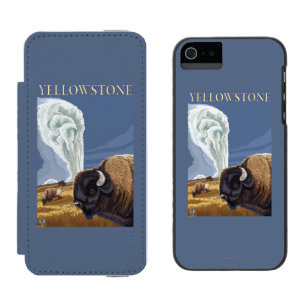 Coque-portefeuille iPhone 5 Incipio Watson™ YellowstoneBison avec vieux fidèle