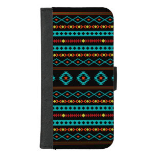 Coque Portefeuille Pour iPhone 8/7 Plus Aztec Turquoise Rouges Jaune Noir Mixte Motifs Mot