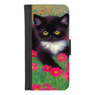 Coque Portefeuille Pour iPhone 8/7 Chat Gustav Klimt Tuxedo